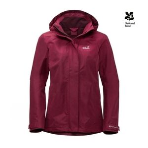 Jack Wolfskin National Trust Longshaw Waterproof Burgundy Jacket